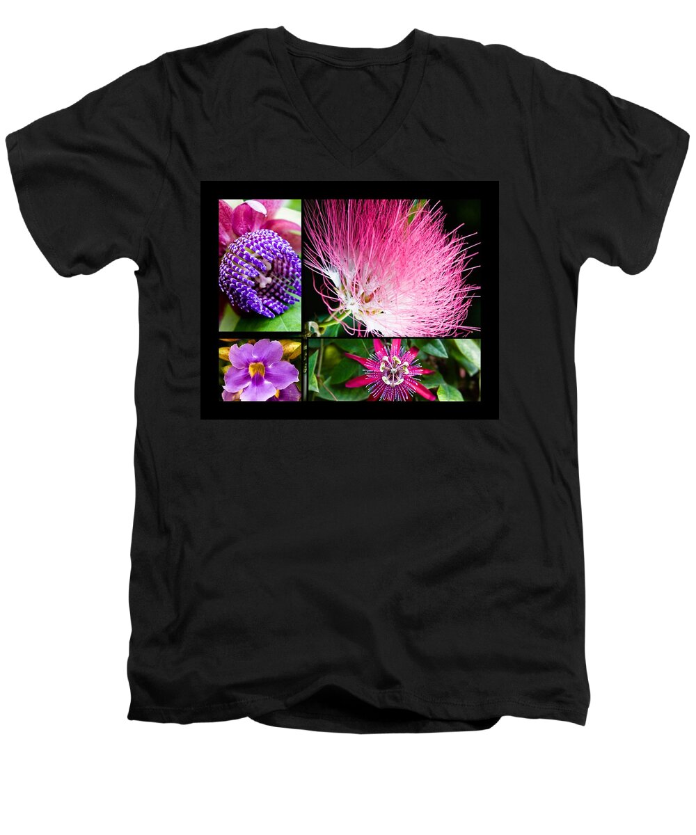 Collage Men's V-Neck T-Shirt featuring the photograph Purple Bouquet by Melinda Ledsome
