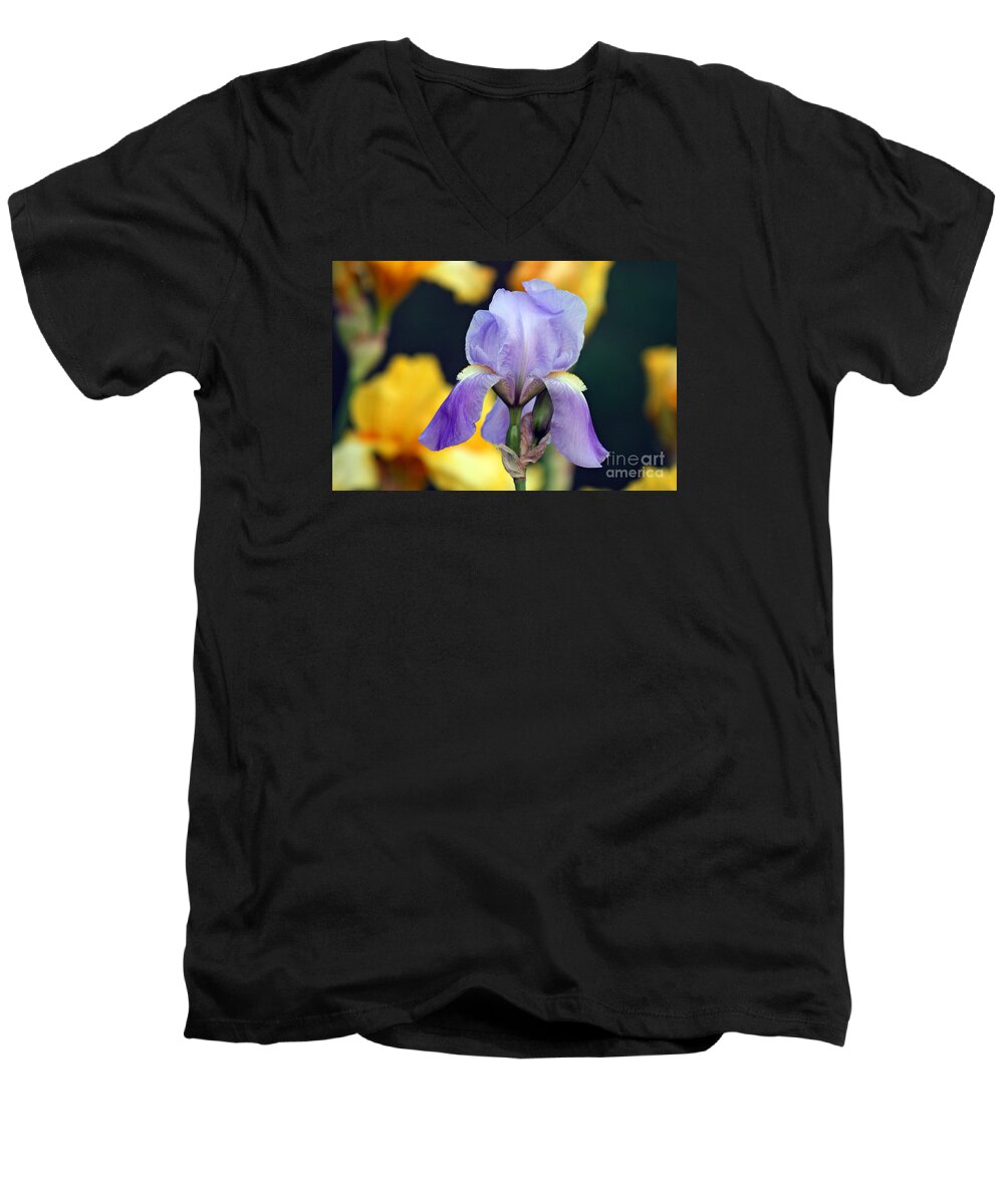 Flower Men's V-Neck T-Shirt featuring the photograph Purple Iris by Karen Adams