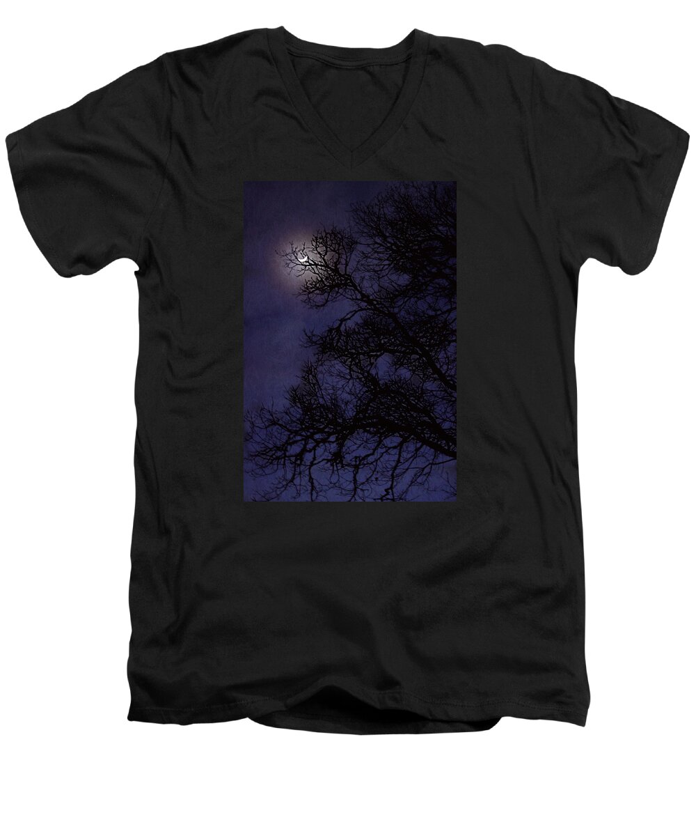 Moon Men's V-Neck T-Shirt featuring the photograph Purple Nights by Melanie Lankford Photography