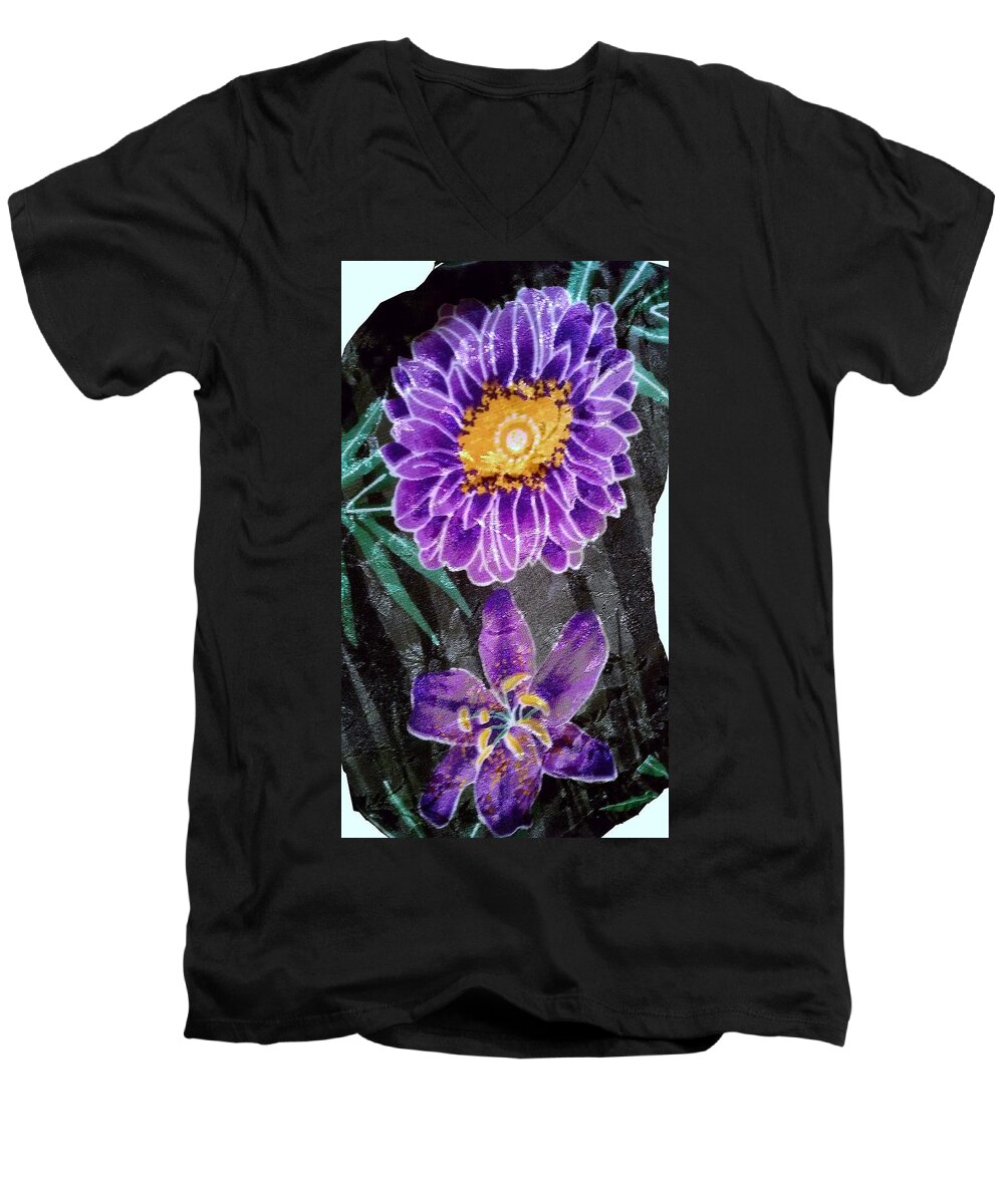 Flowers Men's V-Neck T-Shirt featuring the photograph Purple Silk by Fortunate Findings Shirley Dickerson