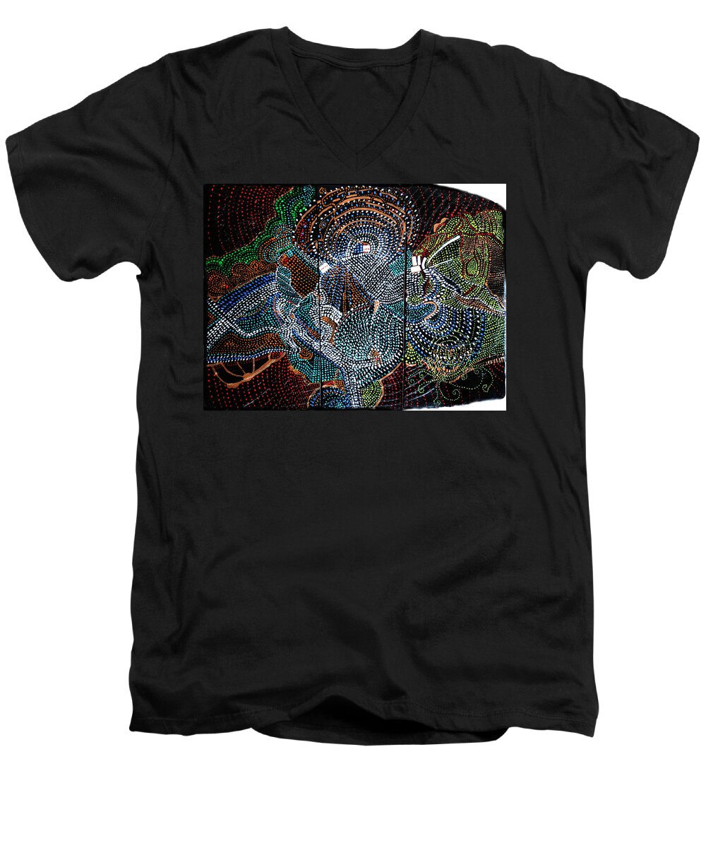 Jesus Men's V-Neck T-Shirt featuring the painting Radiohead by Gloria Ssali