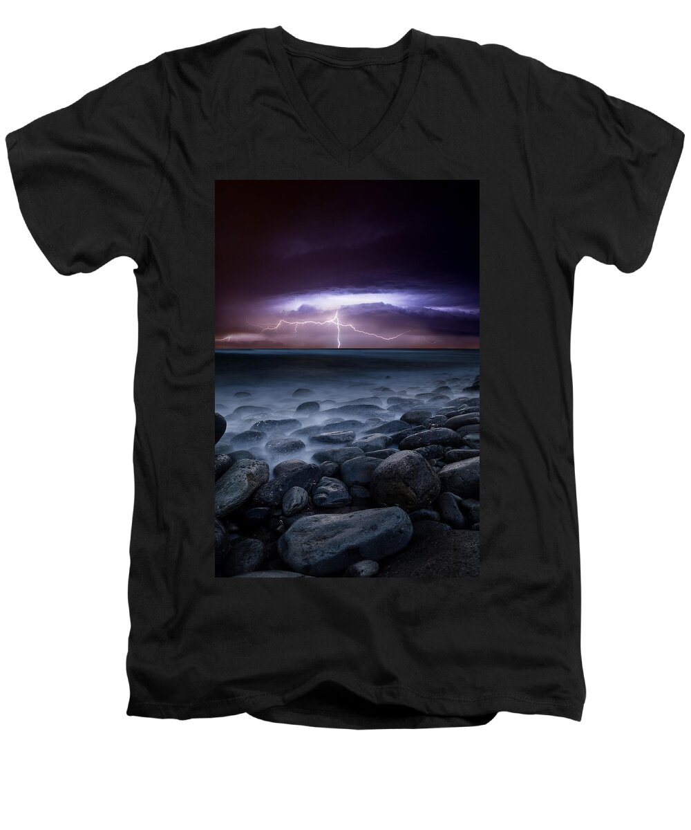 Landscape Men's V-Neck T-Shirt featuring the photograph Raw power by Jorge Maia