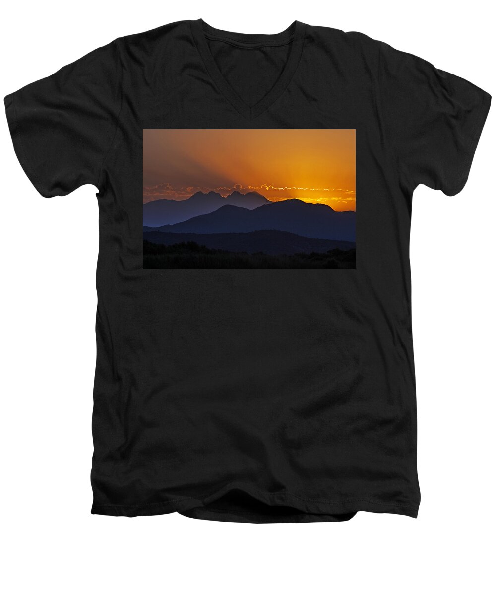 Sunrise Men's V-Neck T-Shirt featuring the photograph Rays of Enlightenment by Tam Ryan