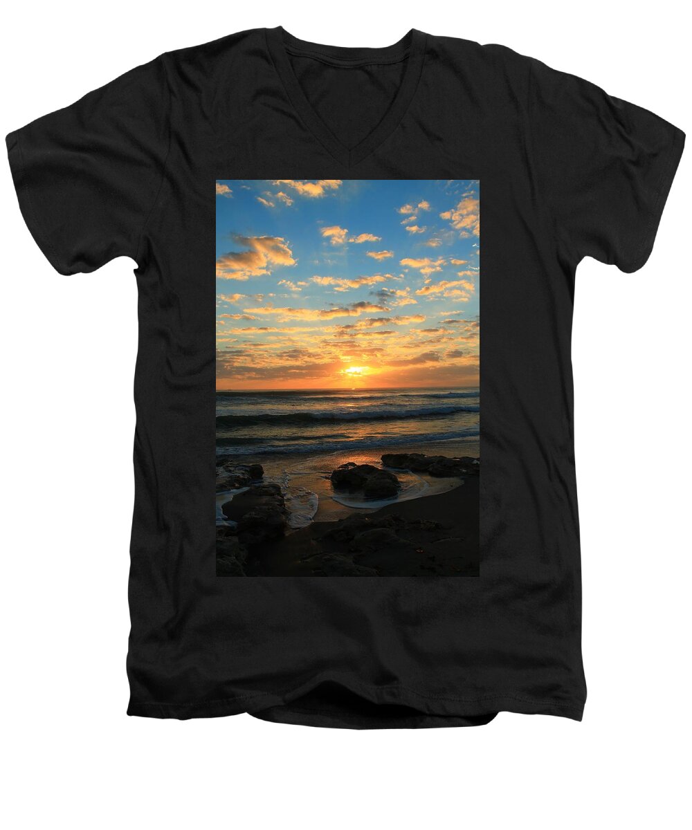 Jupiter Men's V-Neck T-Shirt featuring the photograph Rays Shining down by Catie Canetti
