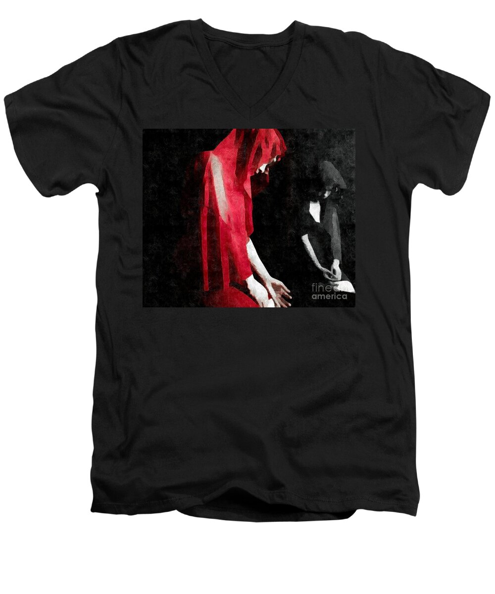  Men's V-Neck T-Shirt featuring the photograph Reflections Of A Broken Heart by Jessica S