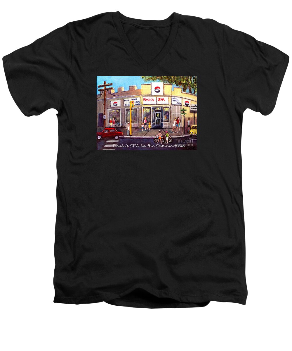 Waltham Men's V-Neck T-Shirt featuring the painting Renie's SPA in Summertime by Rita Brown