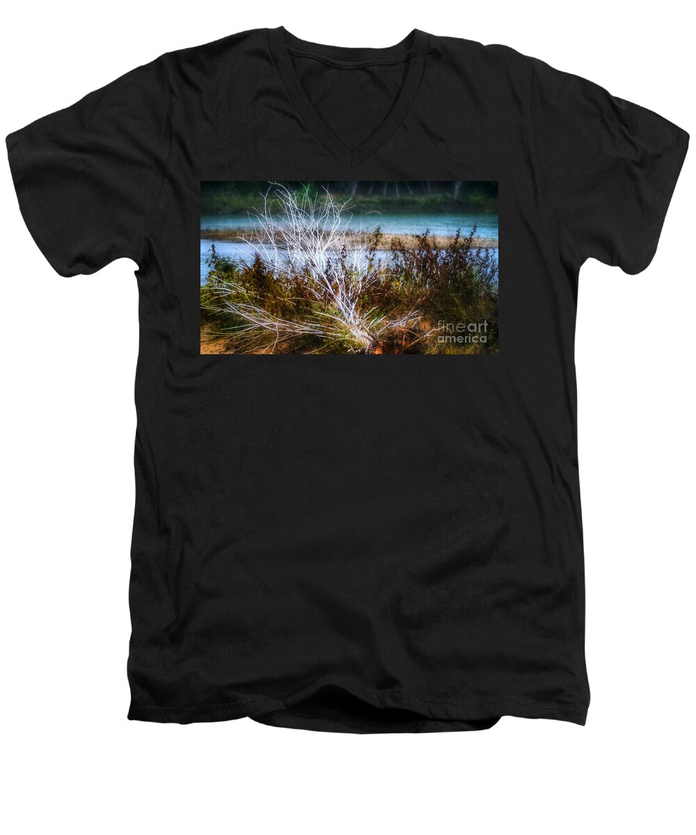 Nature Landscape Men's V-Neck T-Shirt featuring the photograph Riverside Treasures by Peggy Franz