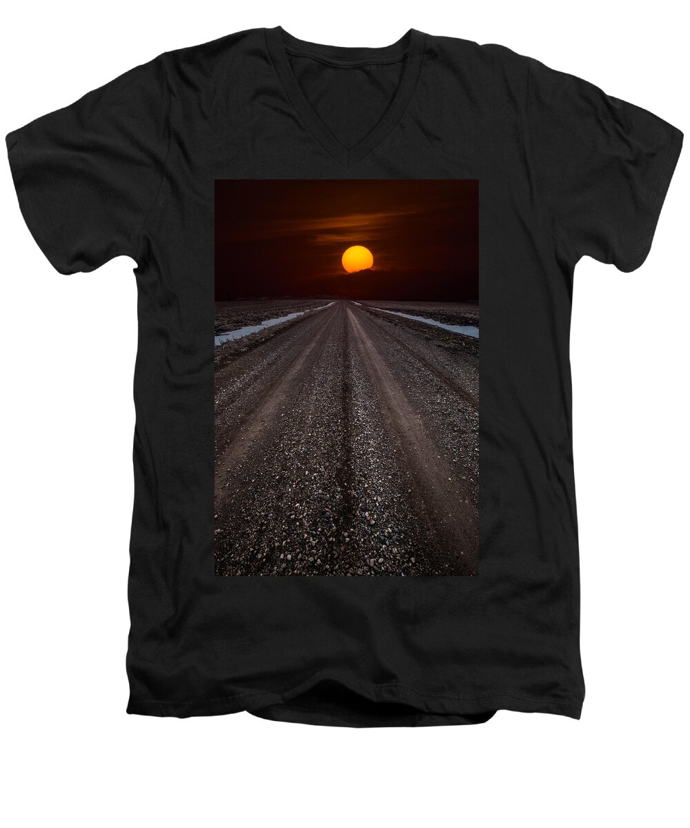 Sun Men's V-Neck T-Shirt featuring the photograph Road to the Sun by Aaron J Groen