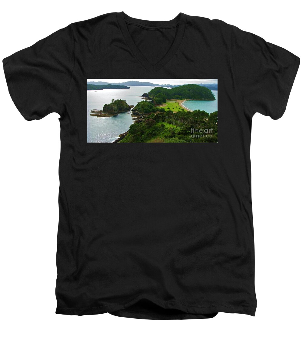 Bay Of Islands Men's V-Neck T-Shirt featuring the photograph Roberton Island by Michele Penner