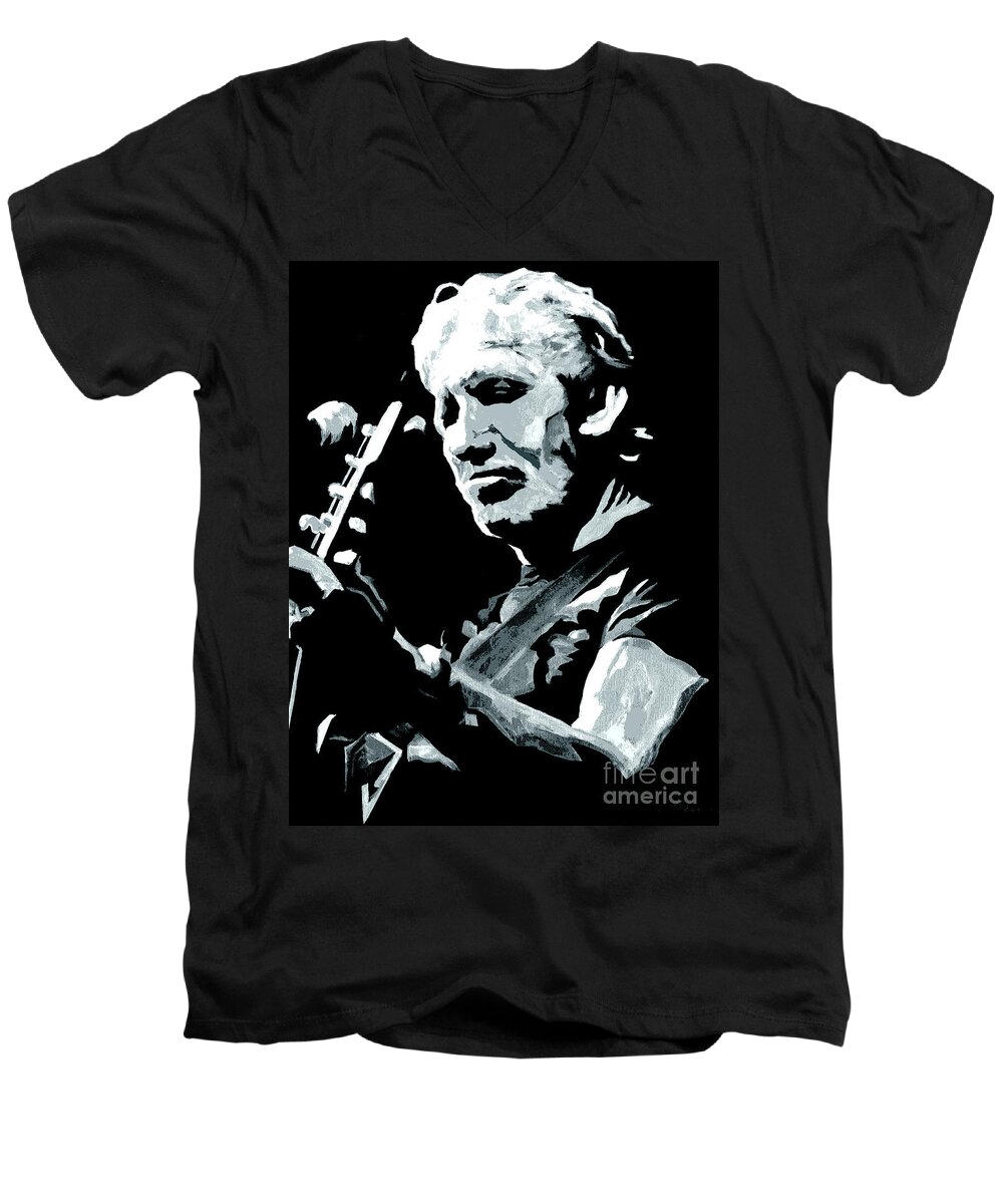  Roger Waters Men's V-Neck T-Shirt featuring the painting Roger Waters - Dark Side by Tanya Filichkin