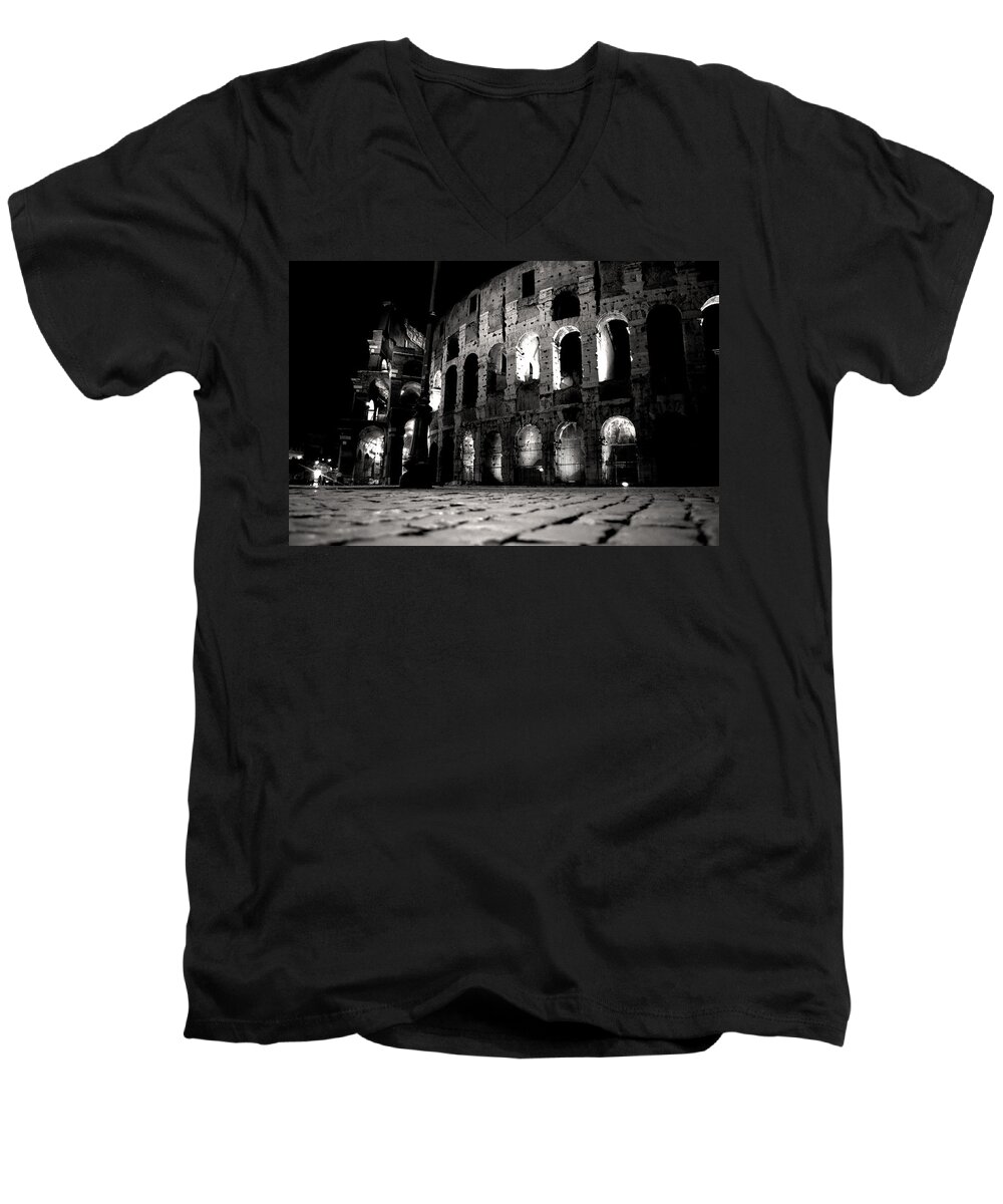 Rome Men's V-Neck T-Shirt featuring the photograph Roman Night by La Dolce Vita