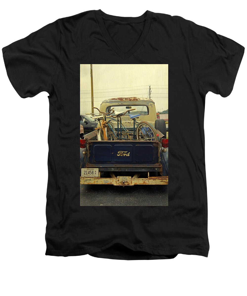 Ford Truck Men's V-Neck T-Shirt featuring the photograph Rusty Haul by Laurie Perry