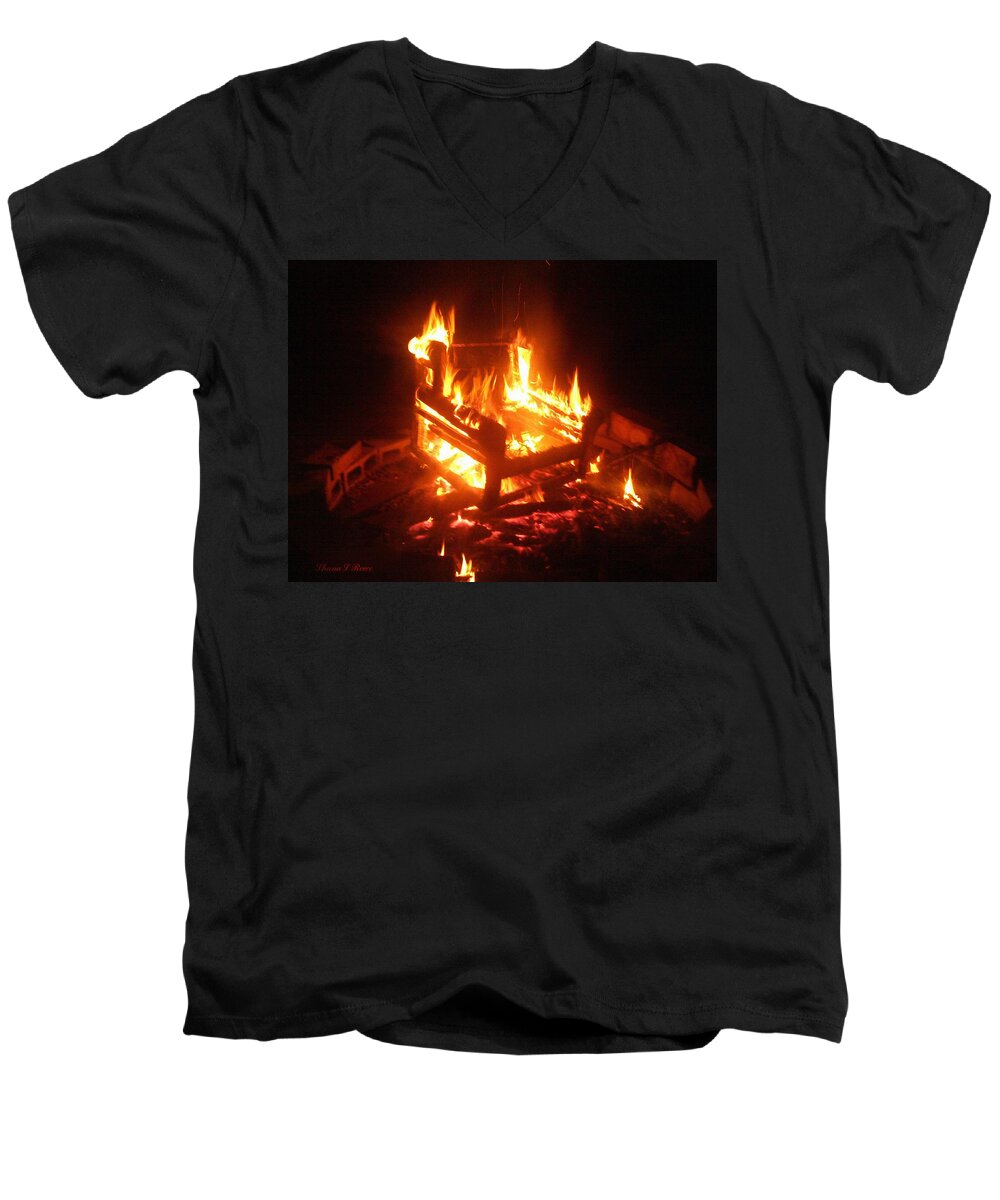 Fire Men's V-Neck T-Shirt featuring the photograph Satan's Arm Chair by Shana Rowe Jackson