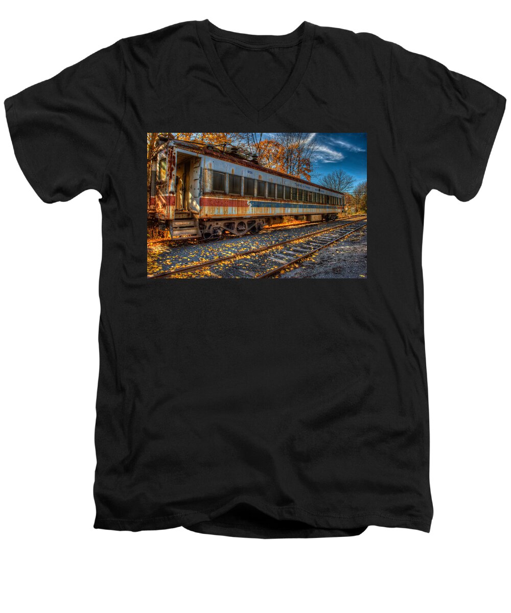 Railroad Car Men's V-Neck T-Shirt featuring the photograph Septa 9125 by William Jobes