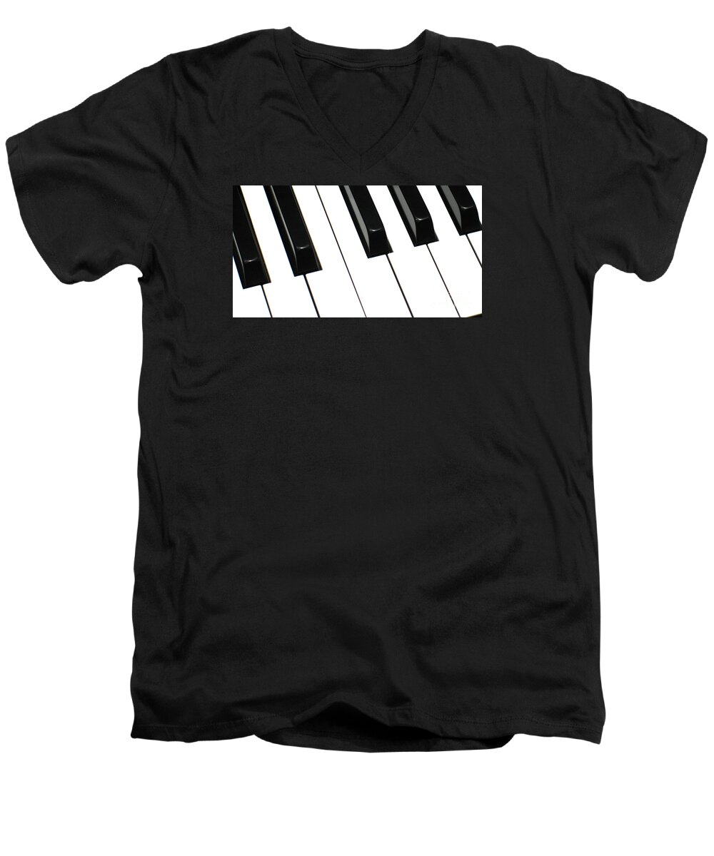 Piano Men's V-Neck T-Shirt featuring the photograph Sharps and Flats by Ann Horn