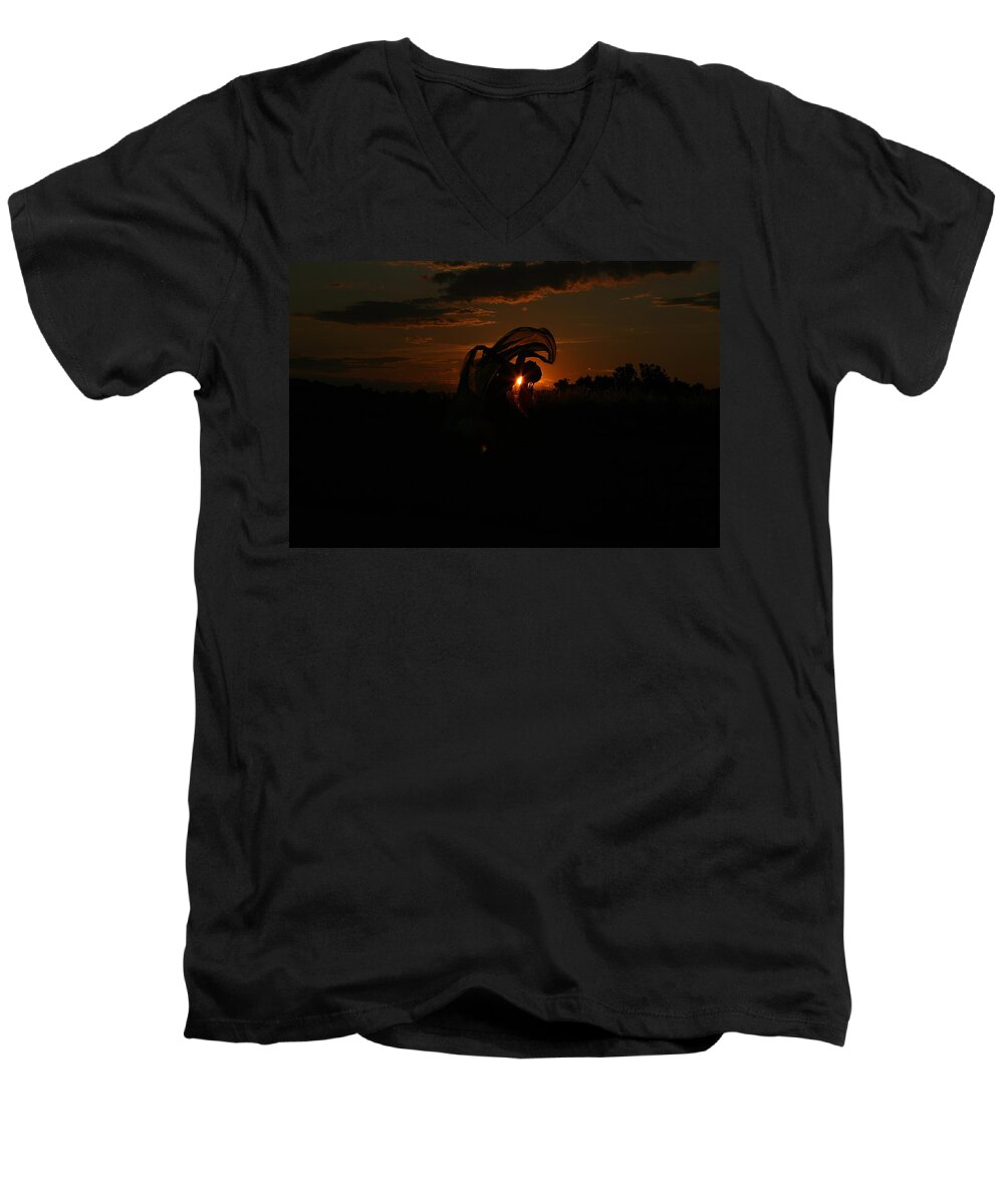 Belly Men's V-Neck T-Shirt featuring the photograph Silk Sunset by Leeon Photo