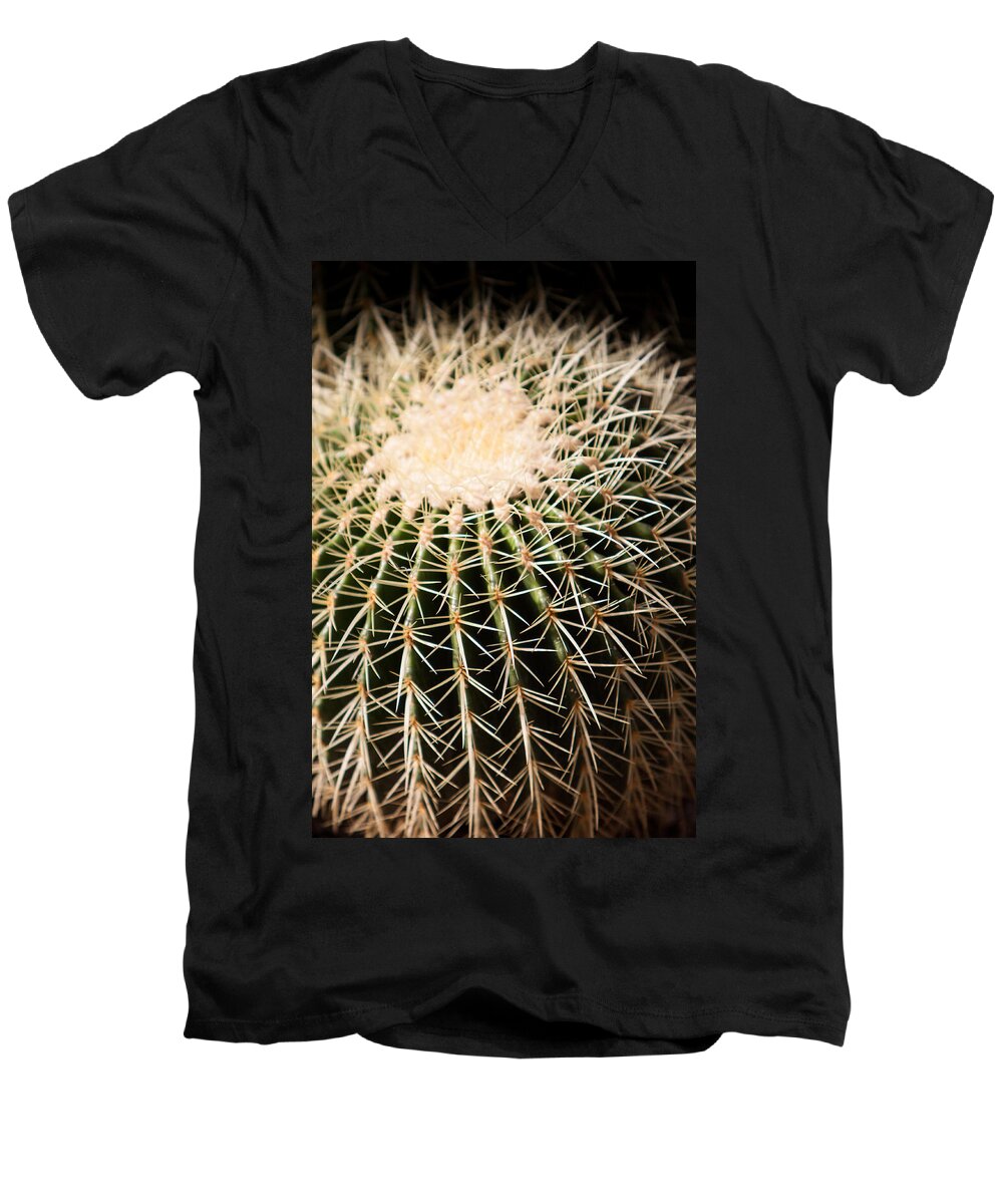 Botanical Men's V-Neck T-Shirt featuring the photograph Single Cactus Ball by John Wadleigh