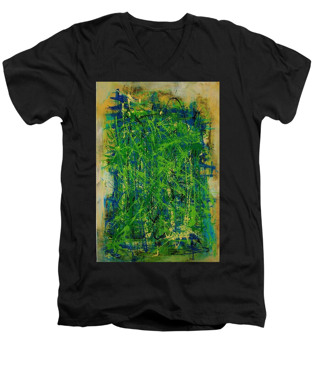 Pollack Men's V-Neck T-Shirt featuring the painting Six Degrees by Jean Cormier