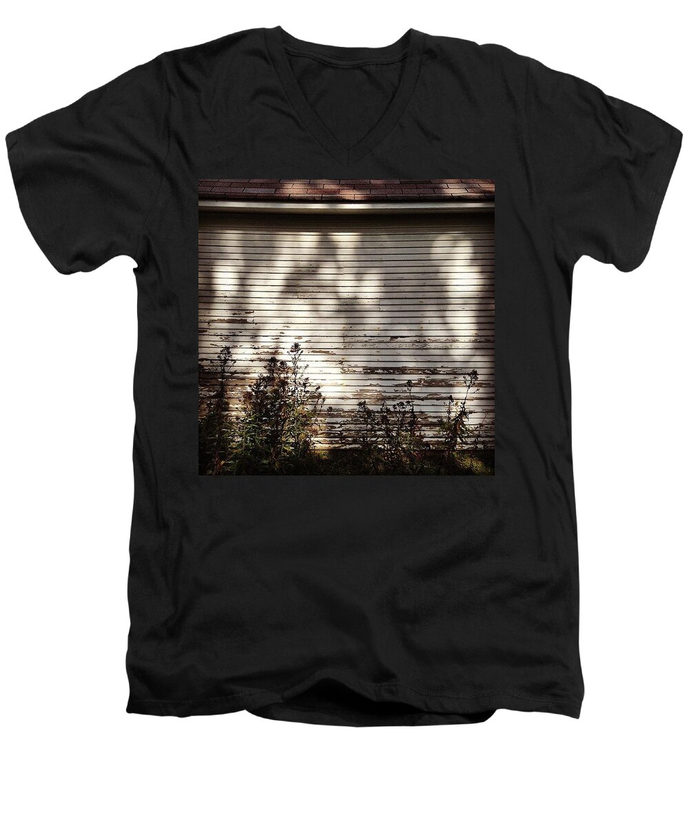 Slats Men's V-Neck T-Shirt featuring the photograph Slats And Shadows by Frank J Casella