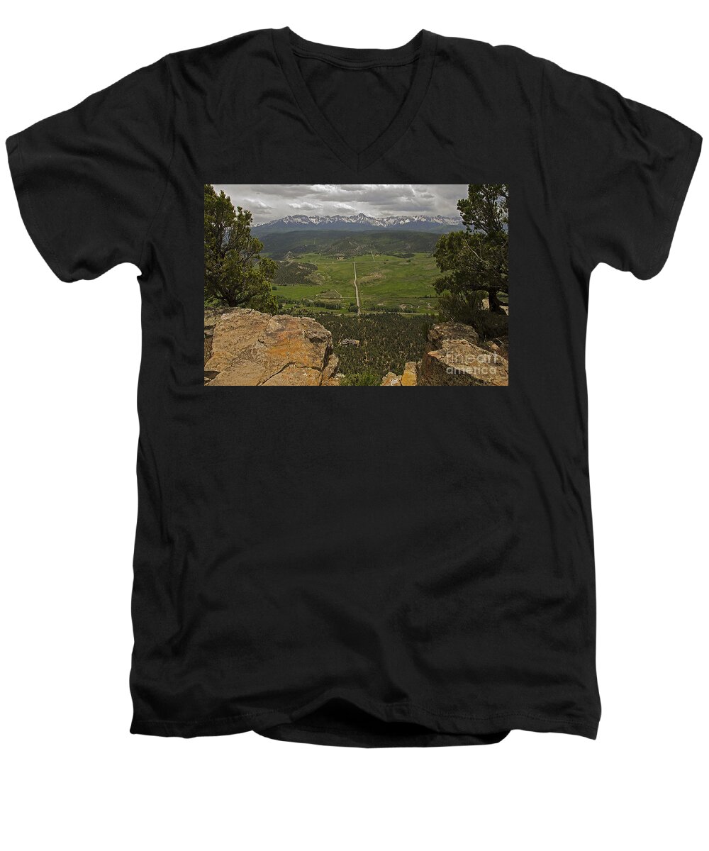 Mount Sneffels Men's V-Neck T-Shirt featuring the photograph Sneffels Range by Kelly Black