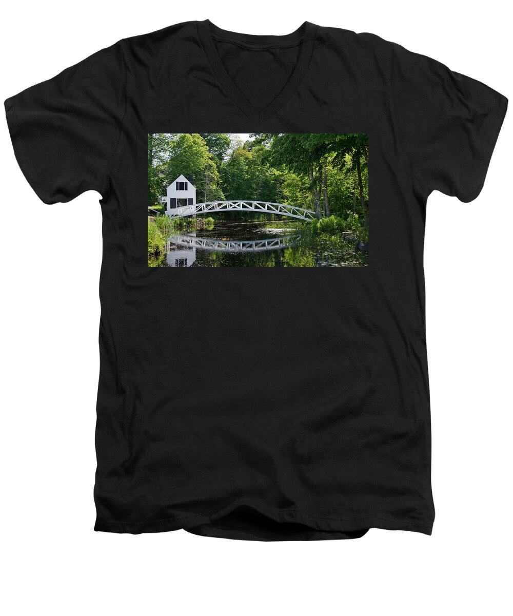 Bridge Men's V-Neck T-Shirt featuring the photograph Somesville Bridge by Donna Doherty
