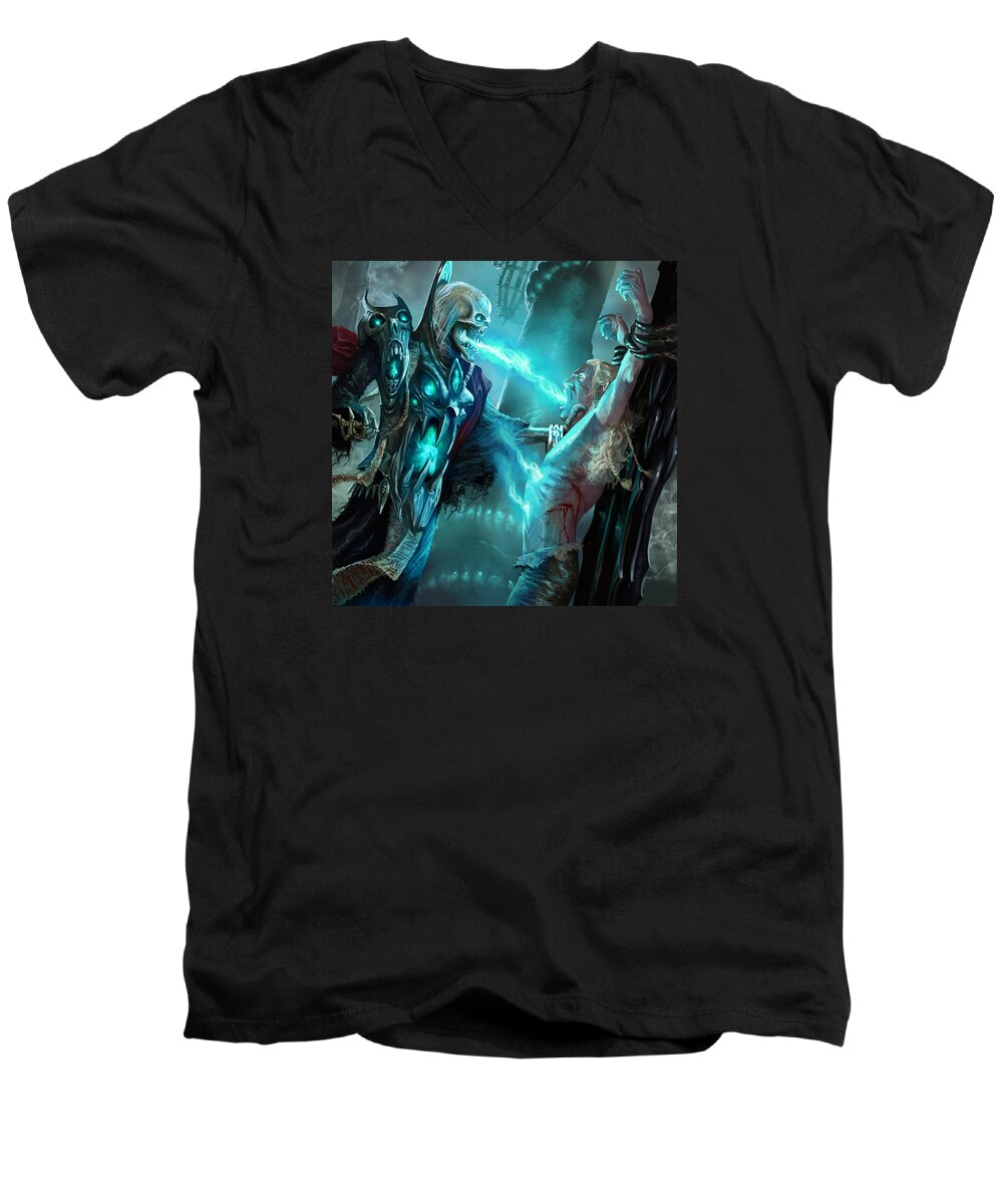 Lich Men's V-Neck T-Shirt featuring the digital art Soulfeeder by Ryan Barger
