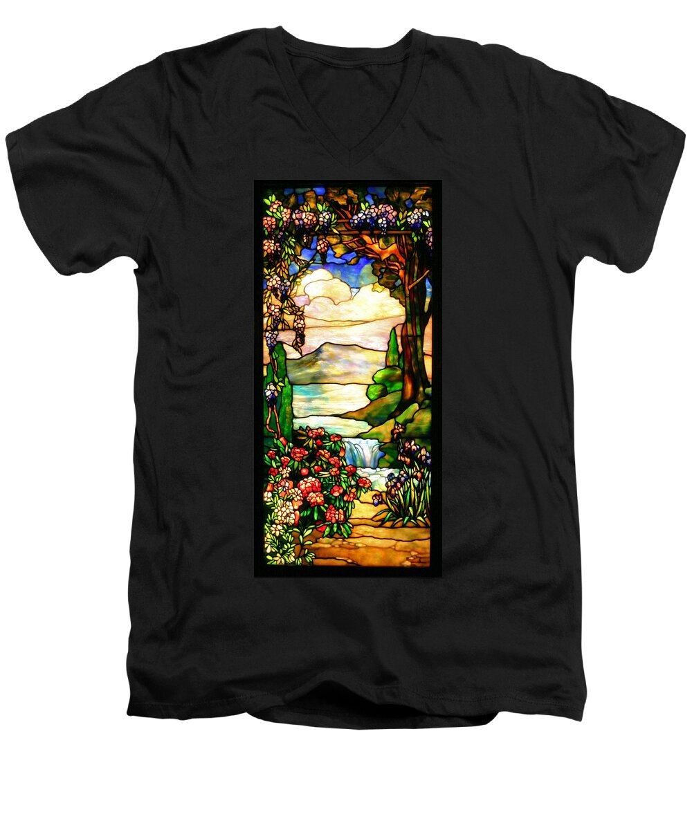 Stained Glass Men's V-Neck T-Shirt featuring the photograph Stained Glass by Kristin Elmquist