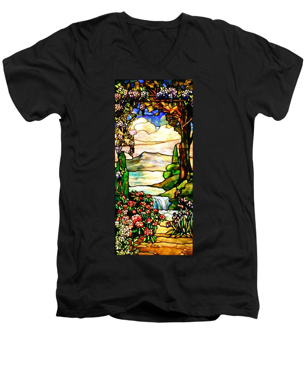 Tiffany Men's V-Neck T-Shirt featuring the photograph Stained Glass No Border by Kristin Elmquist