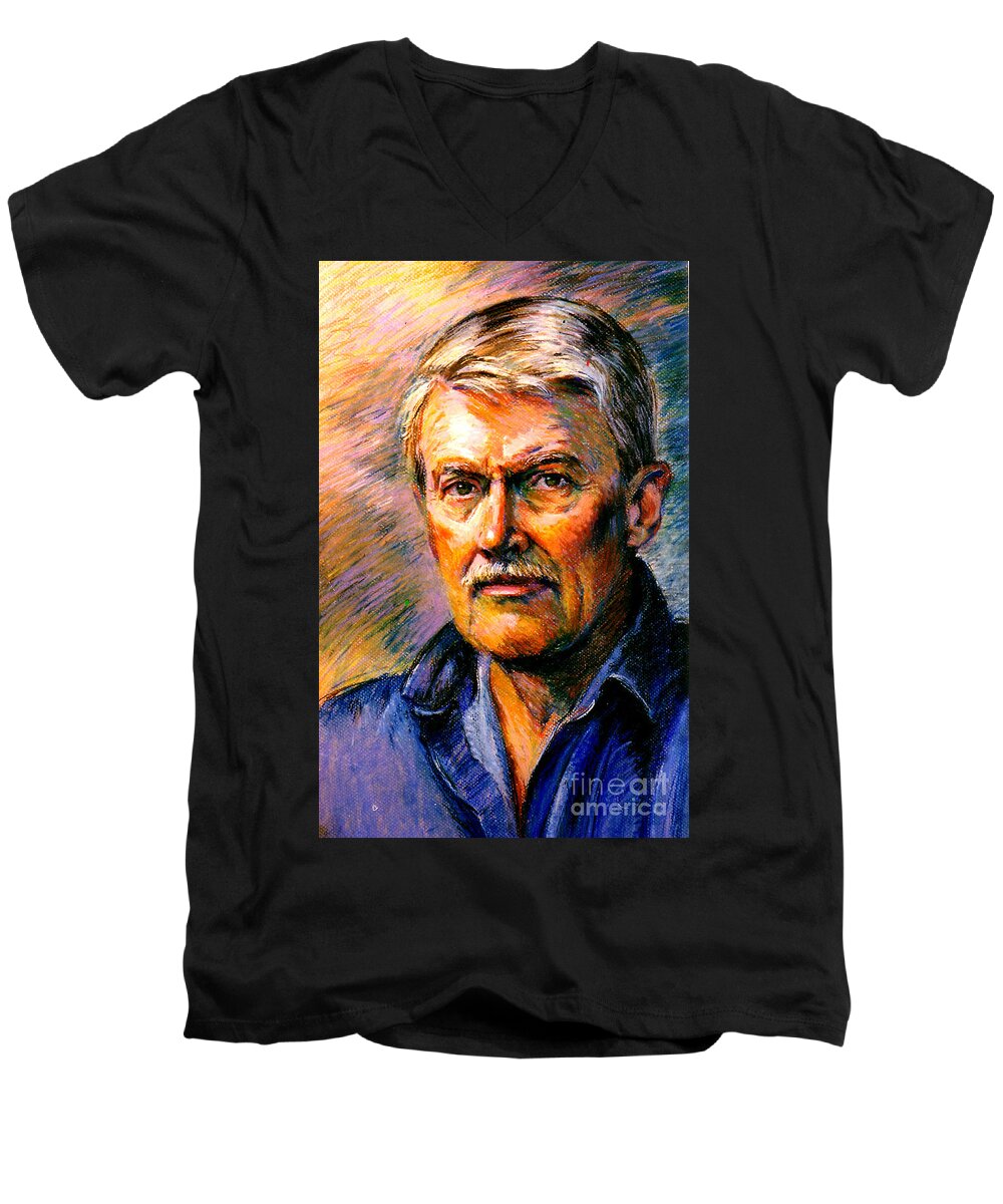 Self-portrait. Artost. Portrait Men's V-Neck T-Shirt featuring the painting Stan Esson Self Portrait by Stan Esson