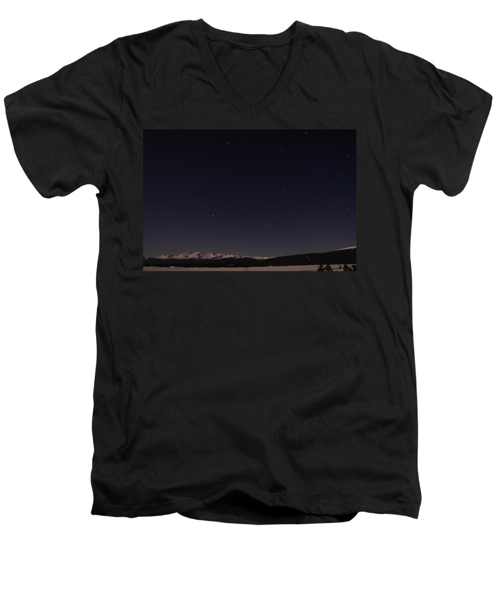 Stars Over Sawatch Men's V-Neck T-Shirt featuring the photograph Stars Over Sawatch by Jeremy Rhoades