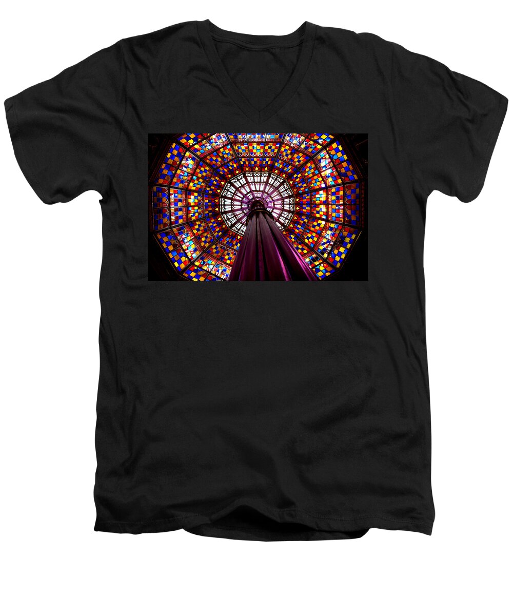 Stained Glass Men's V-Neck T-Shirt featuring the photograph State House Dome by Norma Brock