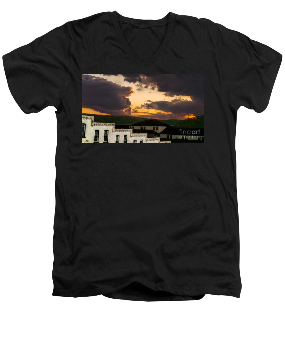 Cloudscape Men's V-Neck T-Shirt featuring the photograph Beautiful Clouds by Charlie Cliques