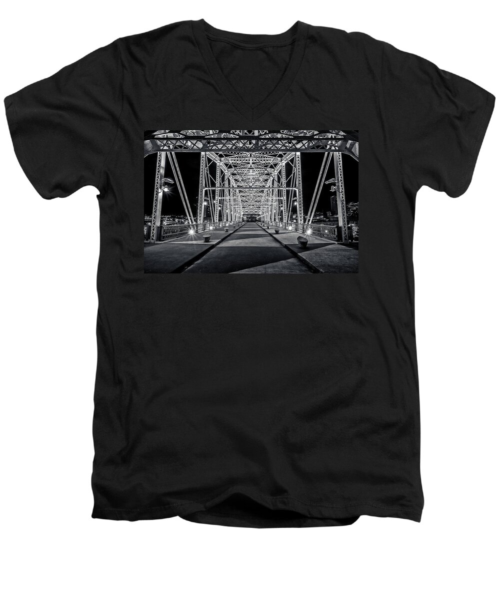 Www.cjschmit.com Men's V-Neck T-Shirt featuring the photograph Step Under the Steel by CJ Schmit