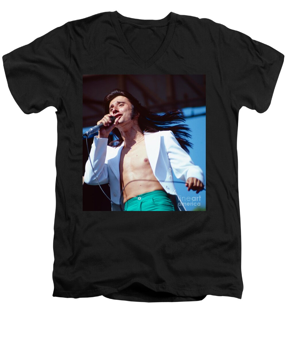 Concert Photos For Sale Men's V-Neck T-Shirt featuring the photograph Steve Perry of Journey at Day on the Green by Daniel Larsen