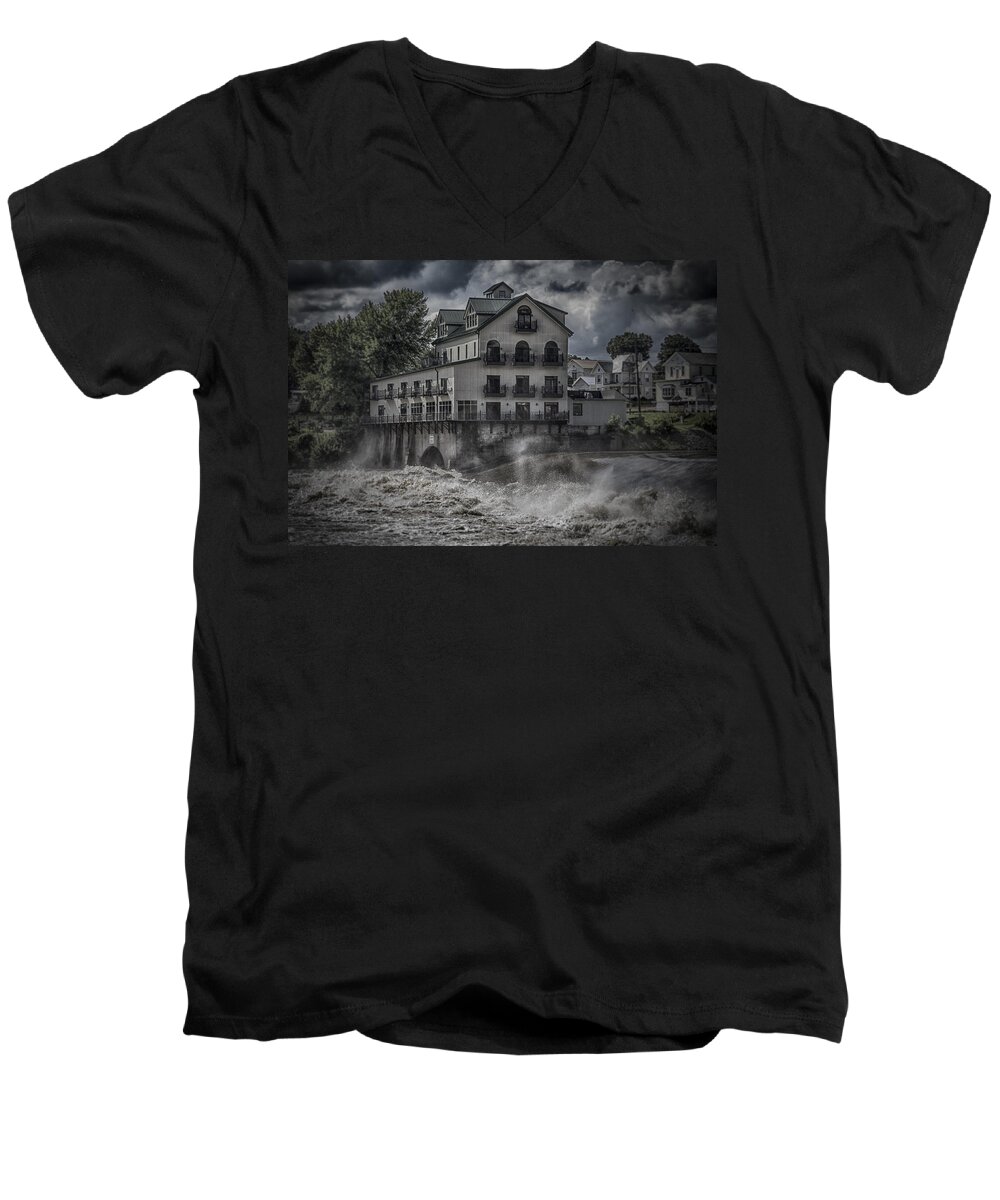 #6 Men's V-Neck T-Shirt featuring the photograph Stockport Mill Inn by Jack R Perry