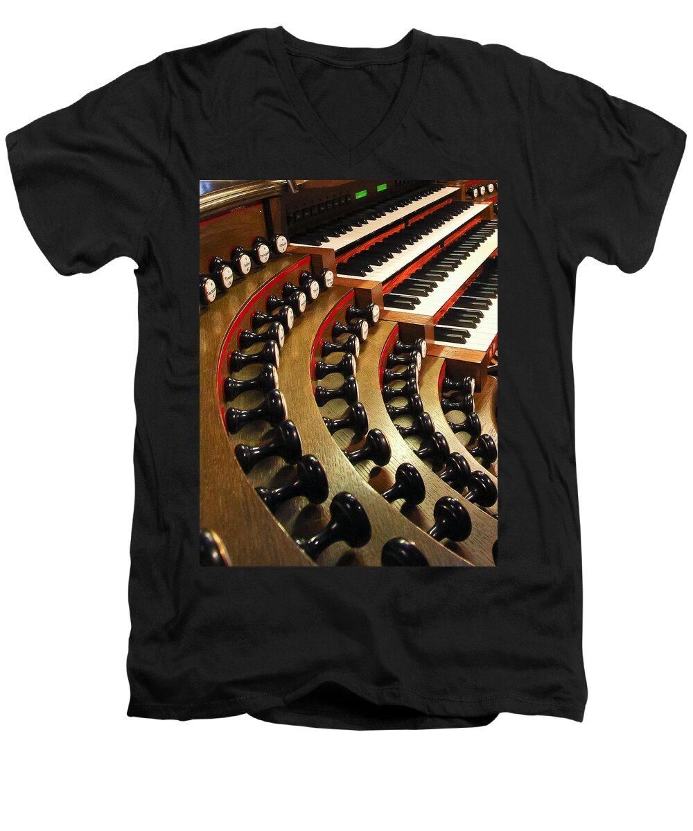Organ Men's V-Neck T-Shirt featuring the photograph Stops and manuals by Jenny Setchell