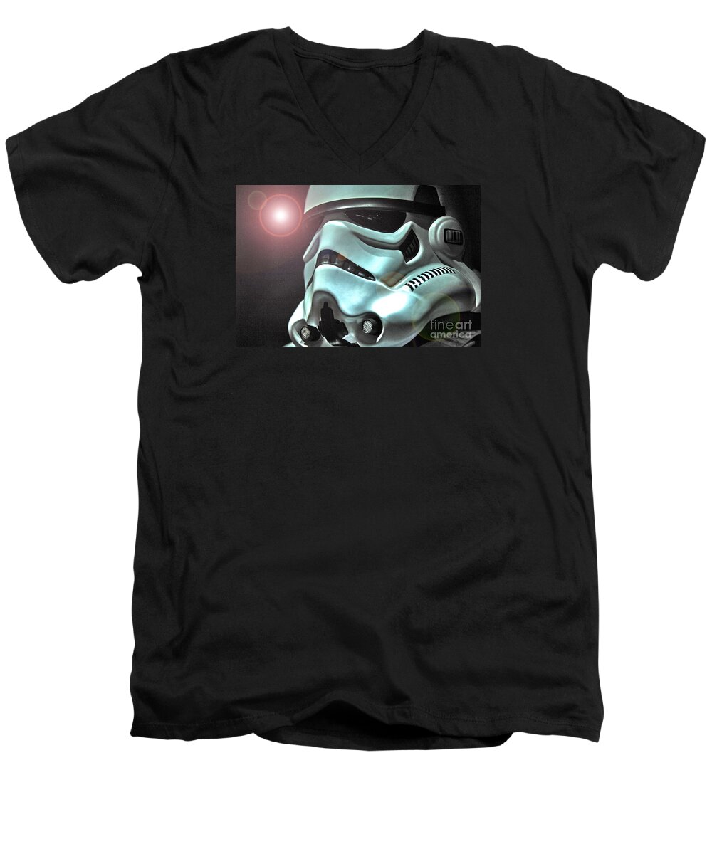 Stormtrooper Men's V-Neck T-Shirt featuring the photograph Stormtrooper Helmet 27 by Micah May