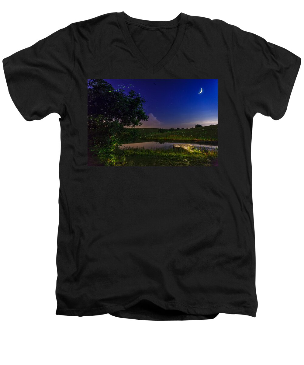 Bluegrass Men's V-Neck T-Shirt featuring the photograph Strangers in the night by Alexey Stiop