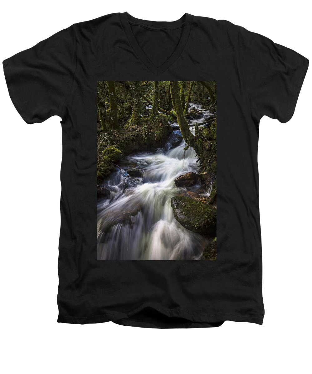 Stream Men's V-Neck T-Shirt featuring the photograph Stream on Eume River Galicia Spain by Pablo Avanzini