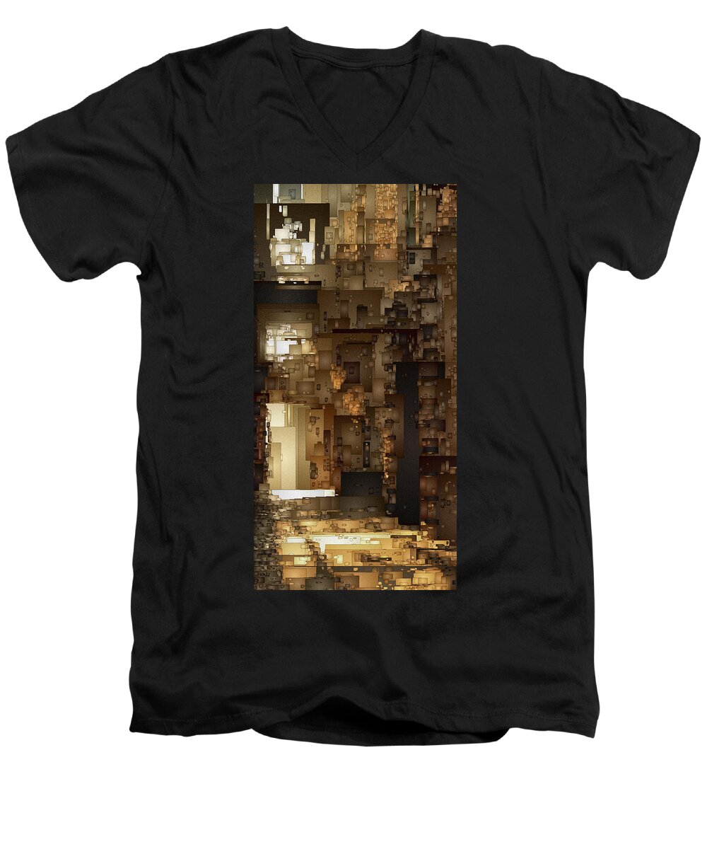 Digital Men's V-Neck T-Shirt featuring the digital art Streets of Gold by David Hansen