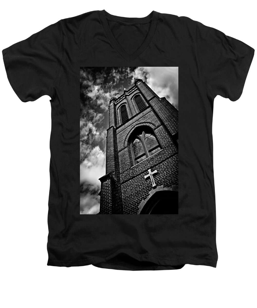 Tower Men's V-Neck T-Shirt featuring the photograph Strong Tower by Jessica Brawley