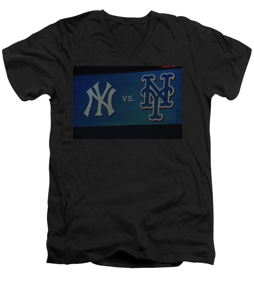 New York Men's V-Neck T-Shirt featuring the photograph Subway Series by Richard Bryce and Family