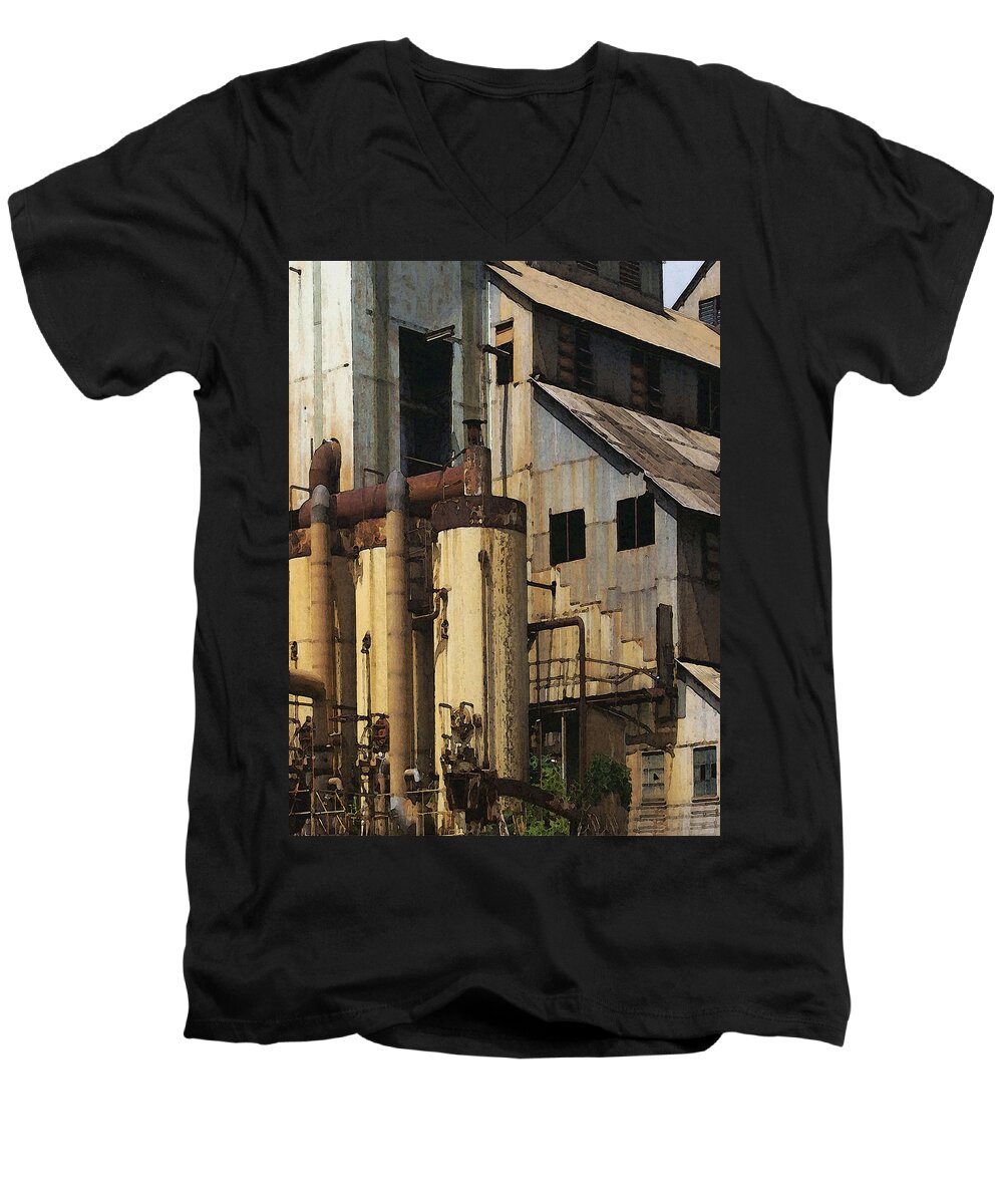 Digital Men's V-Neck T-Shirt featuring the digital art Sugar Factory by David Hansen