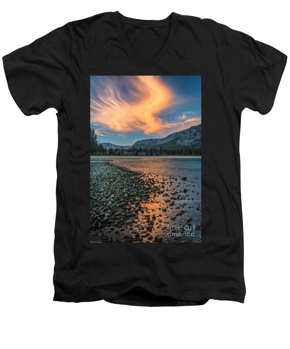 Sunrise Kiva Beach Men's V-Neck T-Shirt featuring the photograph Sunrise Kiva Beach by Mitch Shindelbower