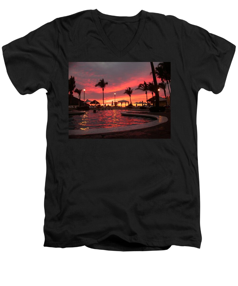 Paradise Men's V-Neck T-Shirt featuring the photograph Sunset In Paradise by Shane Bechler
