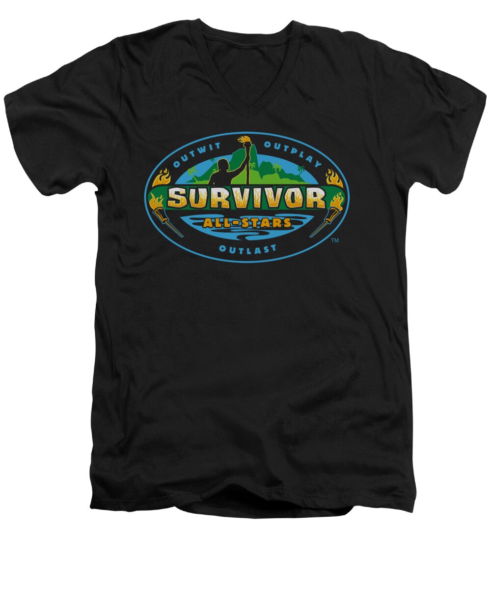 Survivor Men's V-Neck T-Shirt featuring the digital art Survivor - All Stars by Brand A