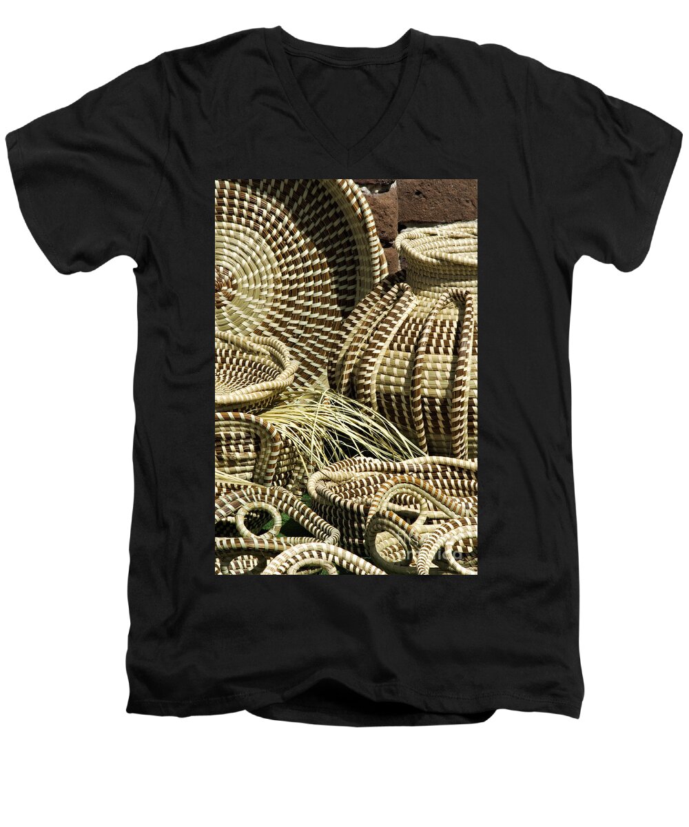 Example Men's V-Neck T-Shirt featuring the photograph Sweetgrass Baskets - D002362 by Daniel Dempster