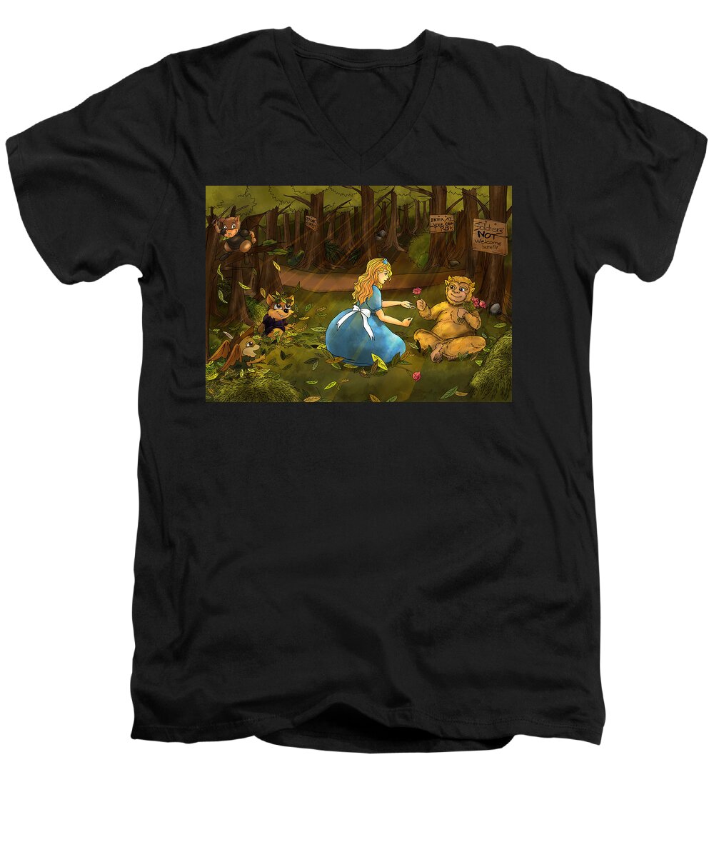 Wurtherington Men's V-Neck T-Shirt featuring the painting Tammy and the Baby Hoargg by Reynold Jay
