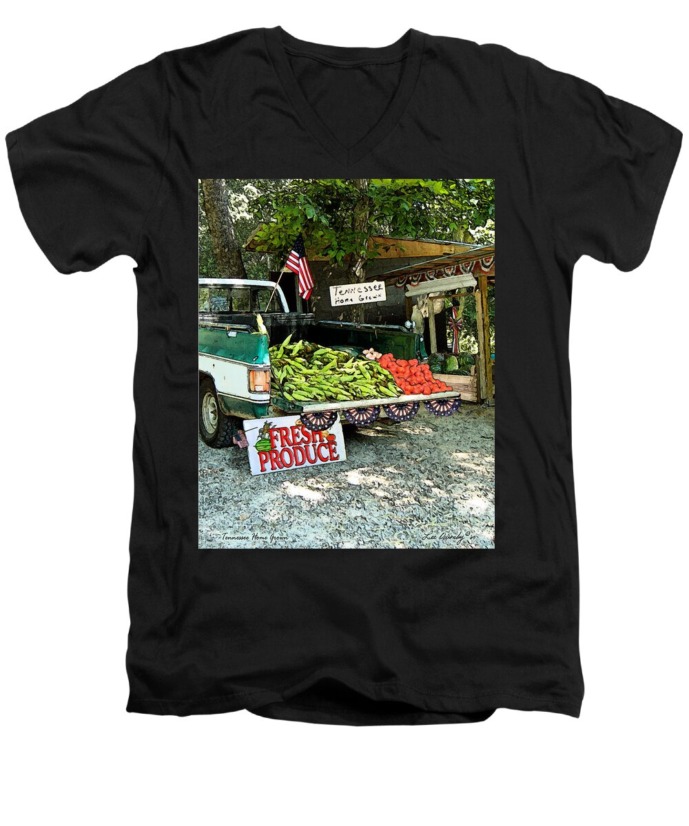 Beasley's Produce Men's V-Neck T-Shirt featuring the photograph Tennessee Homegrown by Lee Owenby