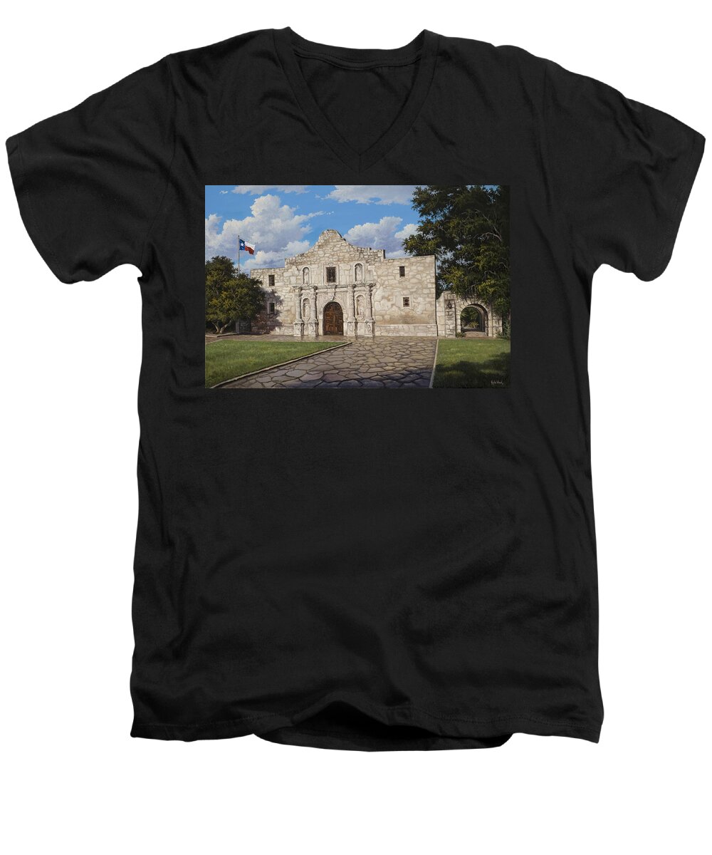 The Alamo Men's V-Neck T-Shirt featuring the painting The Alamo by Kyle Wood